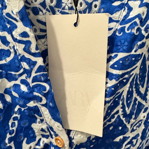 Zara Blue and White Long Sleeve Dress - Picture 5 of 8